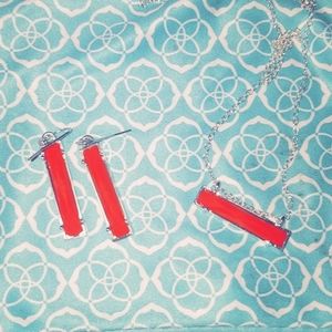 Red stone with sterling silver accents